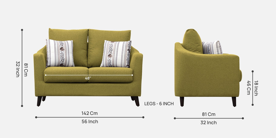 Kevin Fabric 2 Seater Sofa In Parrot Green Colour - Febonic Living