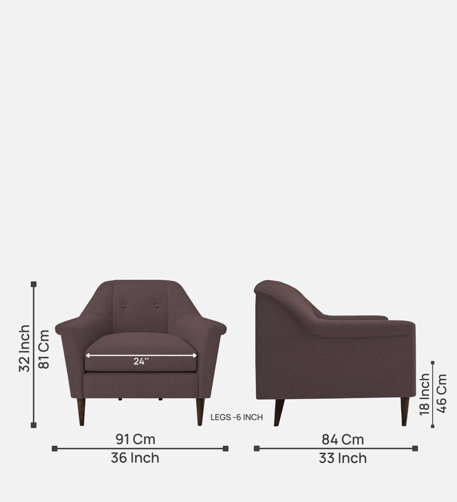 Homer Fabric 1 Seater Sofa In Night Brown Colour - Febonic Living