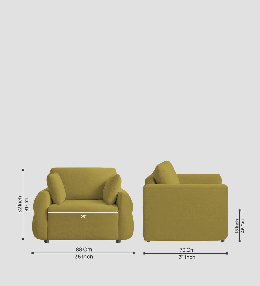 Jack Fabric 1 Seater Sofa In Parrot Green Colour - Febonic Living