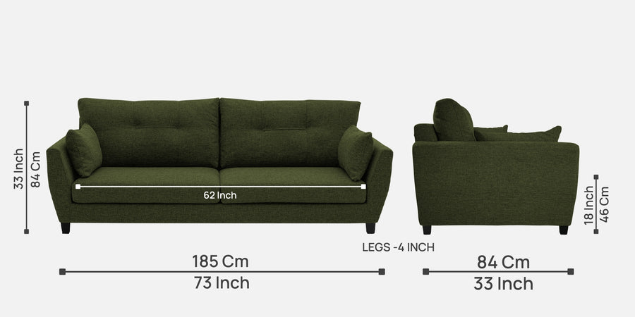 Mario Fabric 3 Seater Sofa In Olive Green Colour - Febonic Living