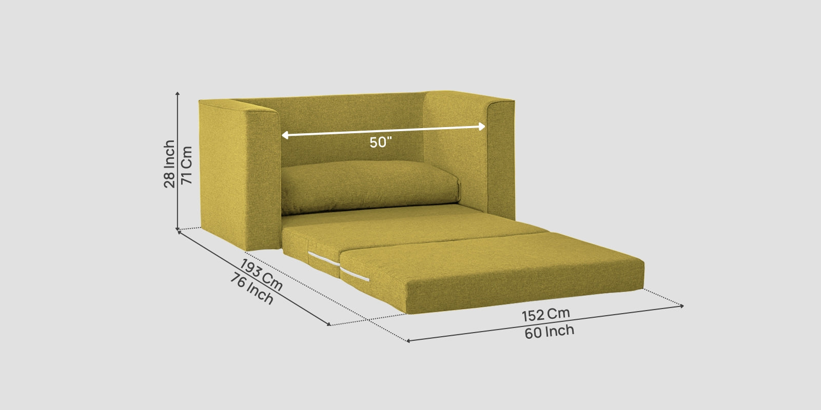 Kenia Fabric 2 Seater Foldable Sofa Cum Bed In Parrot Green Colour - Febonic Living