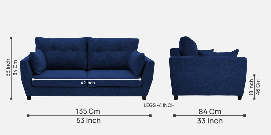 Mario Fabric 2 Seater Sofa In Royal Blue Colour - Febonic Living