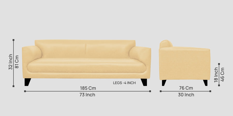 Convi Leatherette 3 Seater Sofa In Peach Beige Colour - Febonic Living