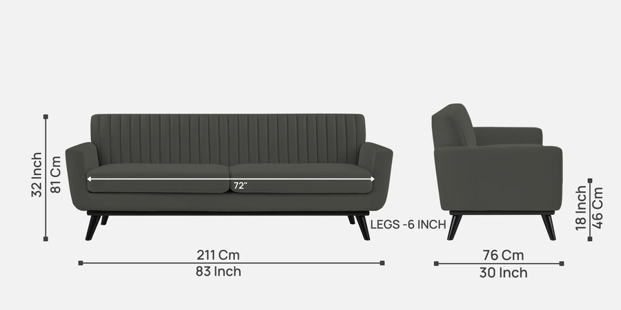 Tucker Velvet 3 Seater Sofa In Hory Grey Colour - Febonic Living