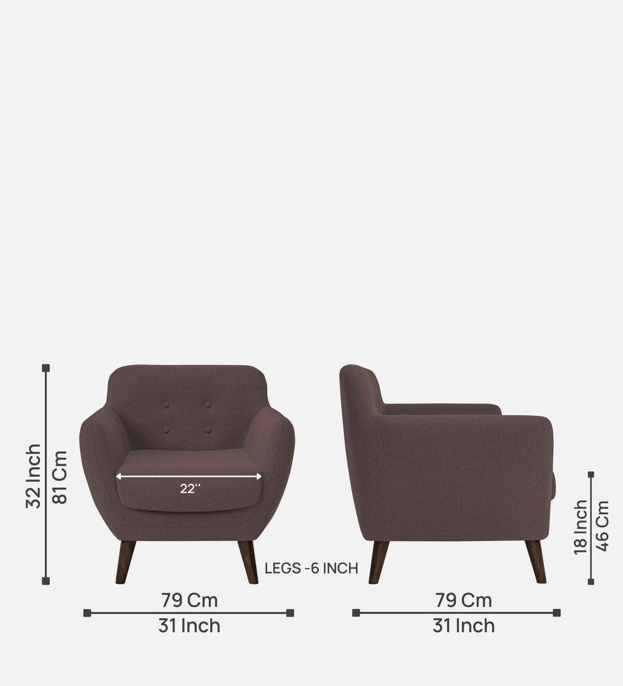 Goofy Fabric 1 Seater Sofa In Night Brown Colour - Febonic Living