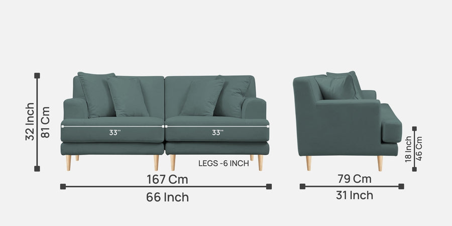 Woody Fabric 2 Seater Sofa In Pista Green Colour - Febonic Living