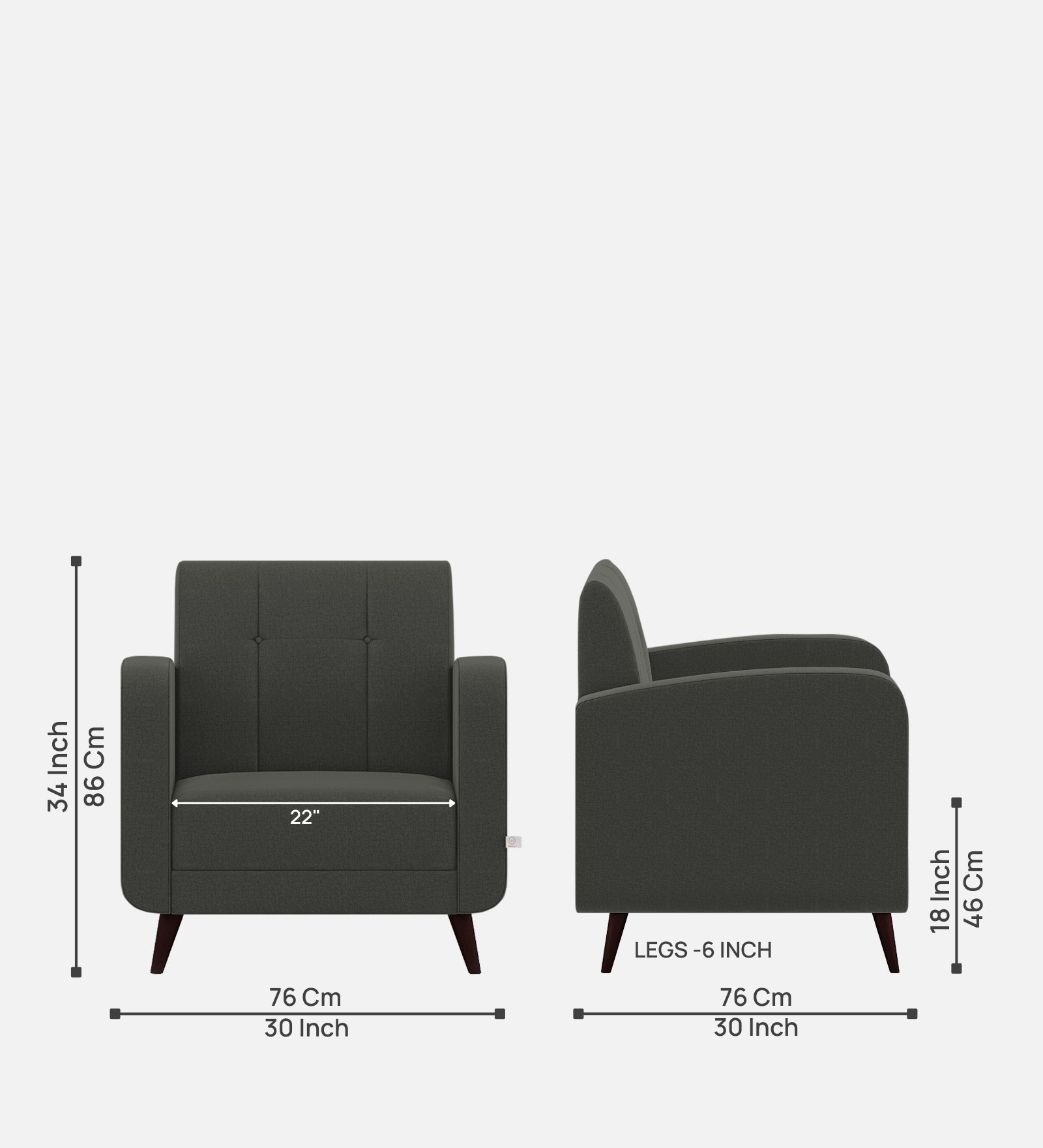 Wiki Velvet 1 Seater Sofa In  Hory Grey Colour - Febonic Living