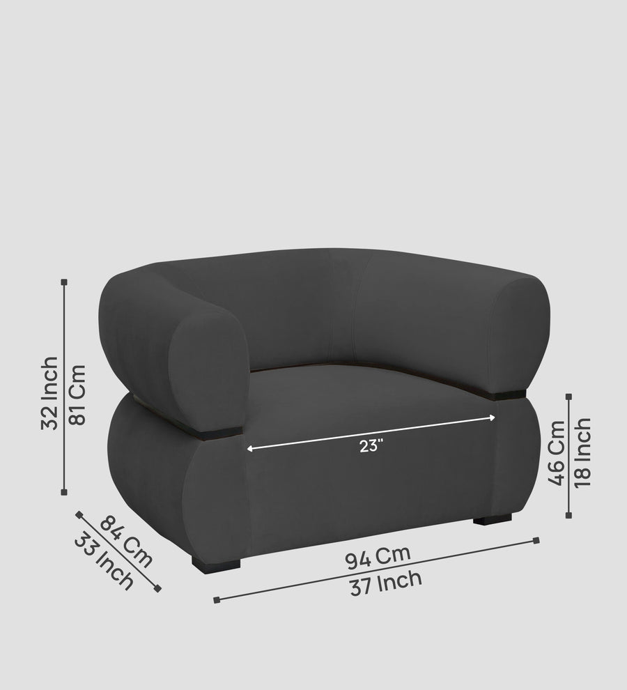 Kula Velvet 1 Seater Sofa In Davy Grey Colour - Febonic Living