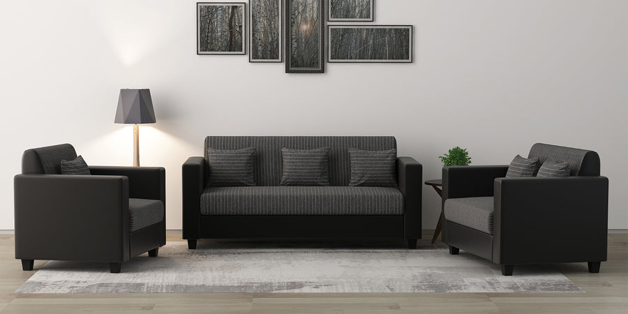 Baley Fabric 3 2 1 Sofa Seater Sofa In Lama Black Colour - Febonic Living