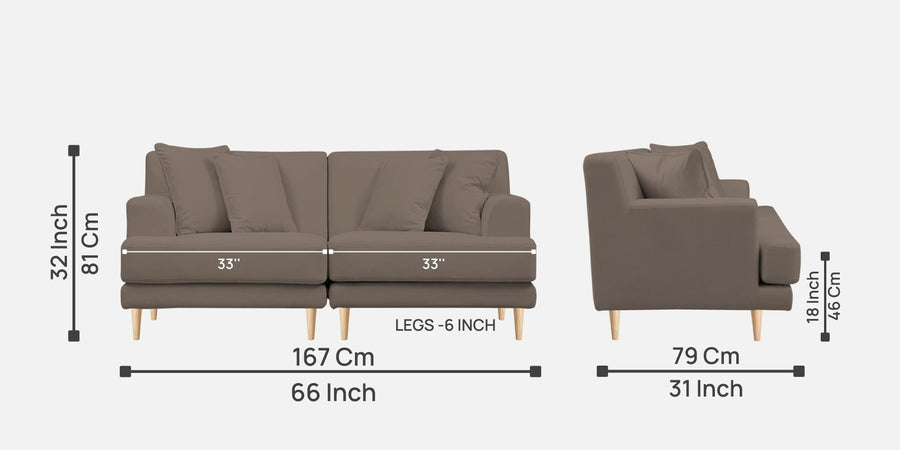 Woody Fabric 2 Seater Sofa In Rock Beige Colour - Febonic Living