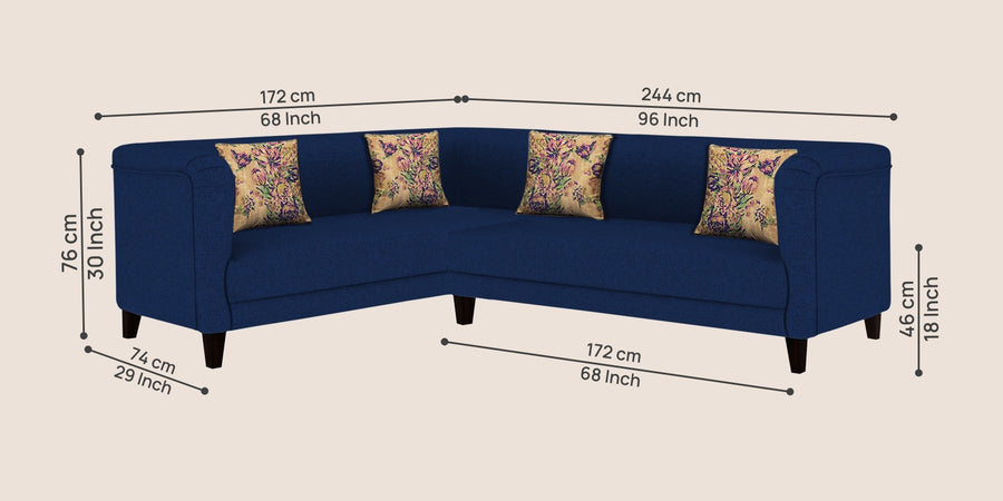 Niki Fabric Corner Sofa In Royal Blue Colour - Febonic Living