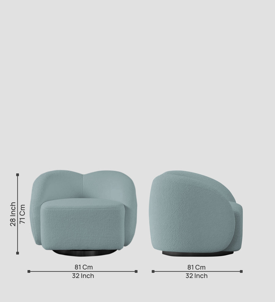 Miles Boucle Fabric Swivel Chair In Stormy Blue Colour - Febonic Living