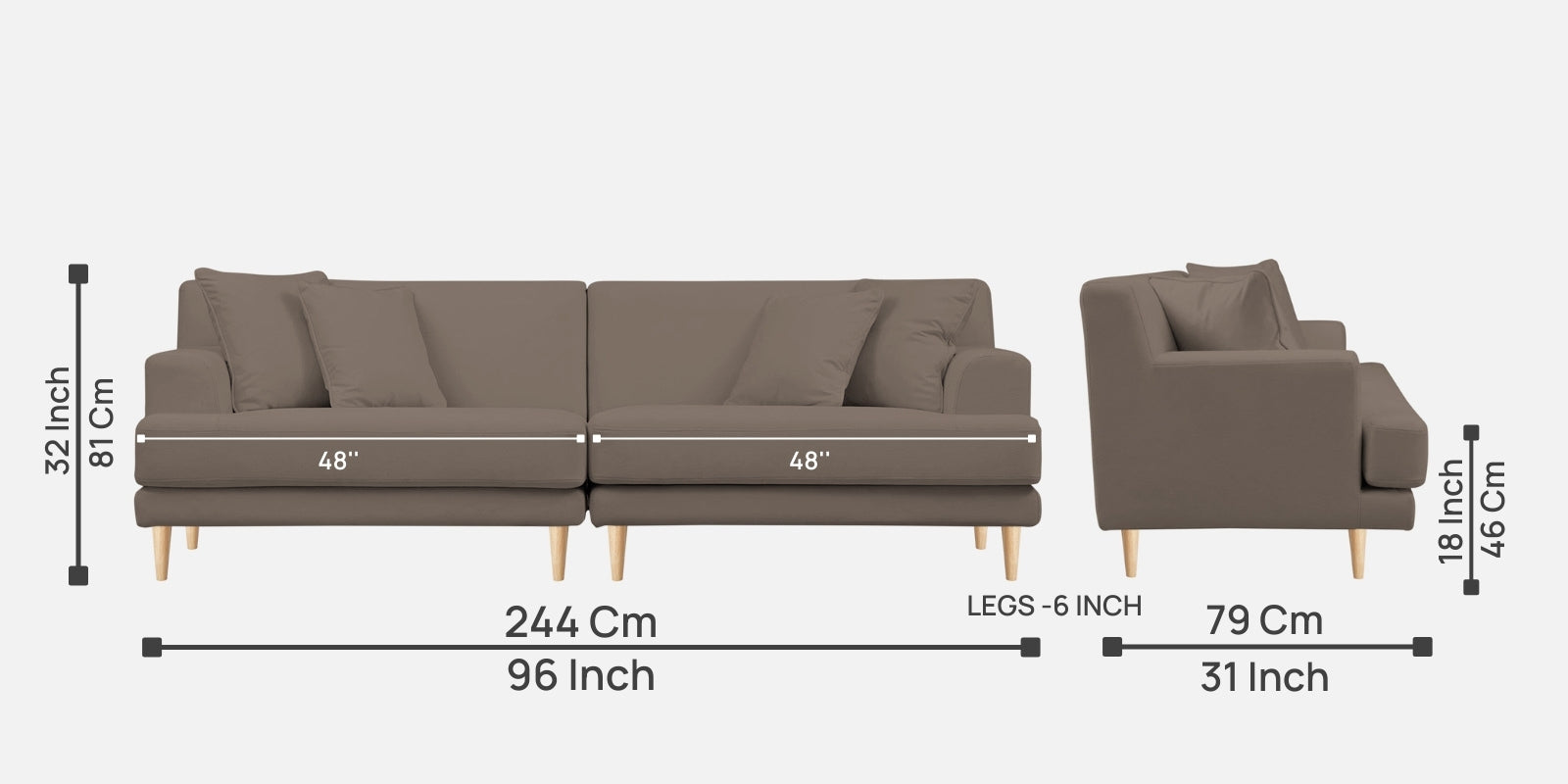 Woody Fabric 4 Seater Sofa in Rock Beige Colour