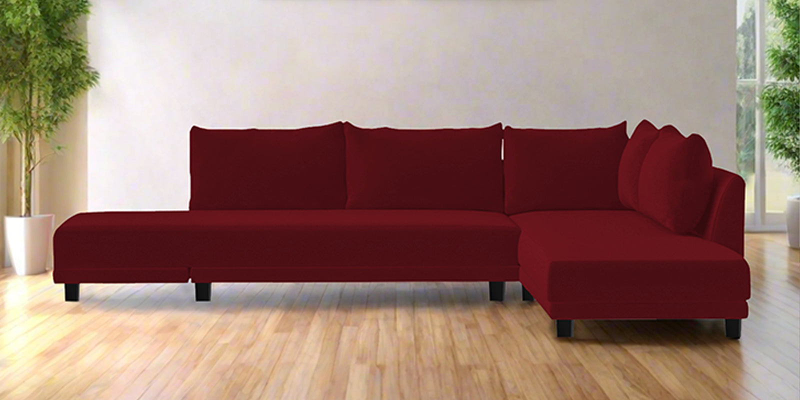 Ira Fabric LHS 6 Seater Sofa Cum Bed In Ruby Red Colour