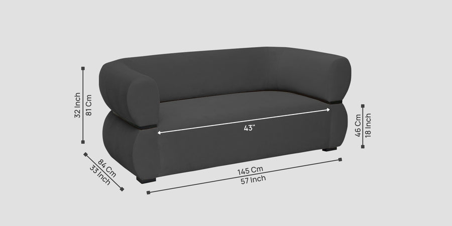 Kula Velvet 2 Seater Sofa In Davy Grey Colour - Febonic Living