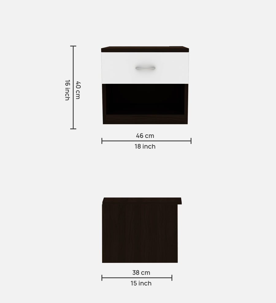 Rona Bedside Table With Drawer In Wenge And Frosty White Finish - Febonic Living