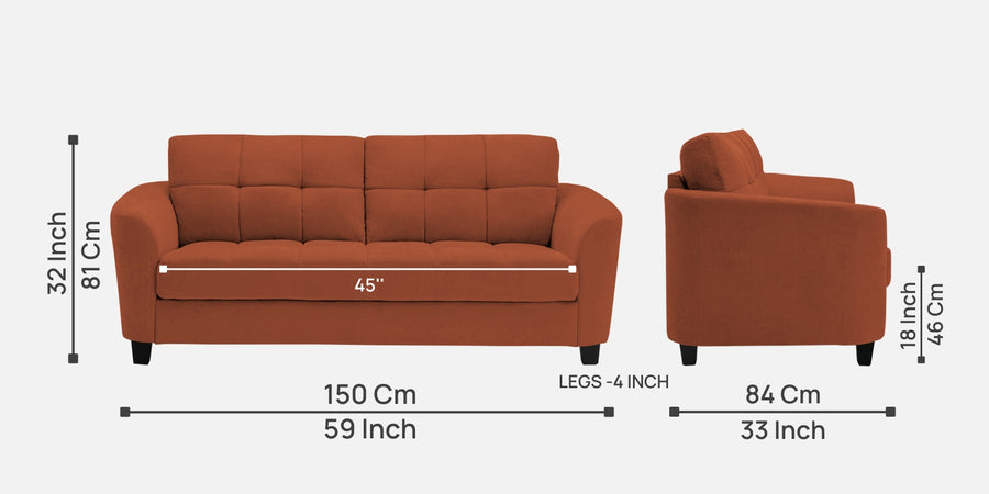 Mulan Fabric 2 Seater Sofa In Royal Orange Colour - Febonic Living
