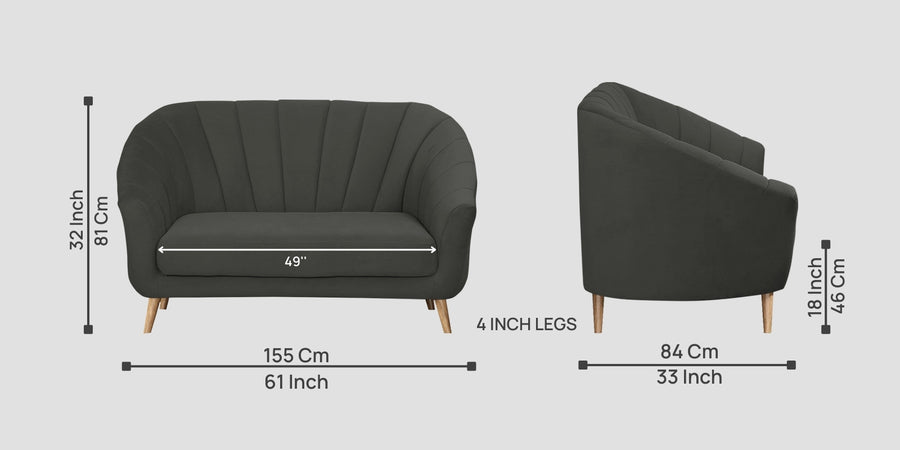 Kaylee Velvet 2 Seater Sofa In Hory Grey Colour - Febonic Living