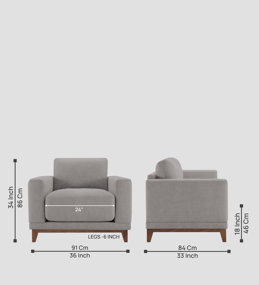 Esha Fabric 1 Seater Sofa In Silver Grey Colour - Febonic Living