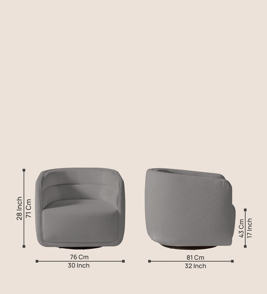 Ria Fabric Swivel Chair In Silver Grey Colour - Febonic Living
