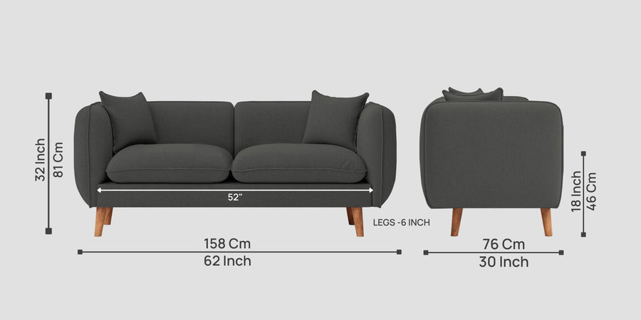 Reva Fabric 2 Seater Sofa In Stone Grey Colour - Febonic Living