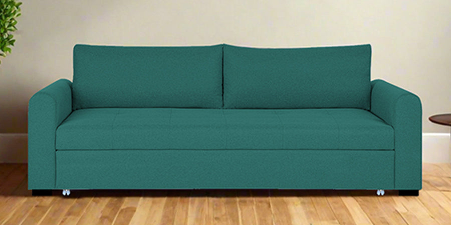 Sigma Fabric 3 Seater Pull Out Sofa Cum Bed In Sea Green Colour - Febonic Living