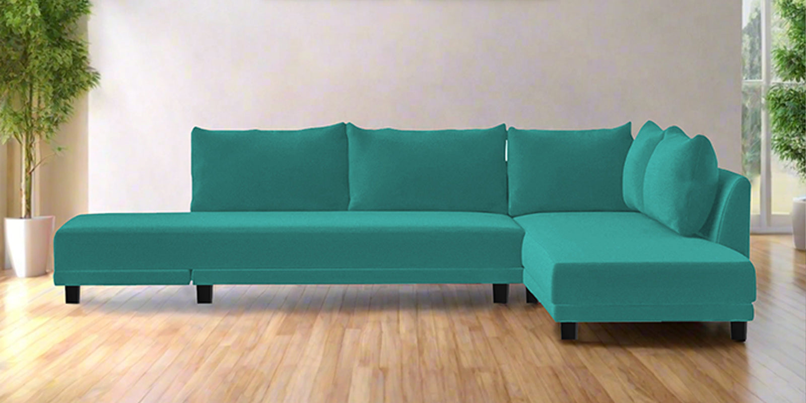 Ira Fabric LHS 6 Seater Sofa Cum Bed In Sea Green Colour