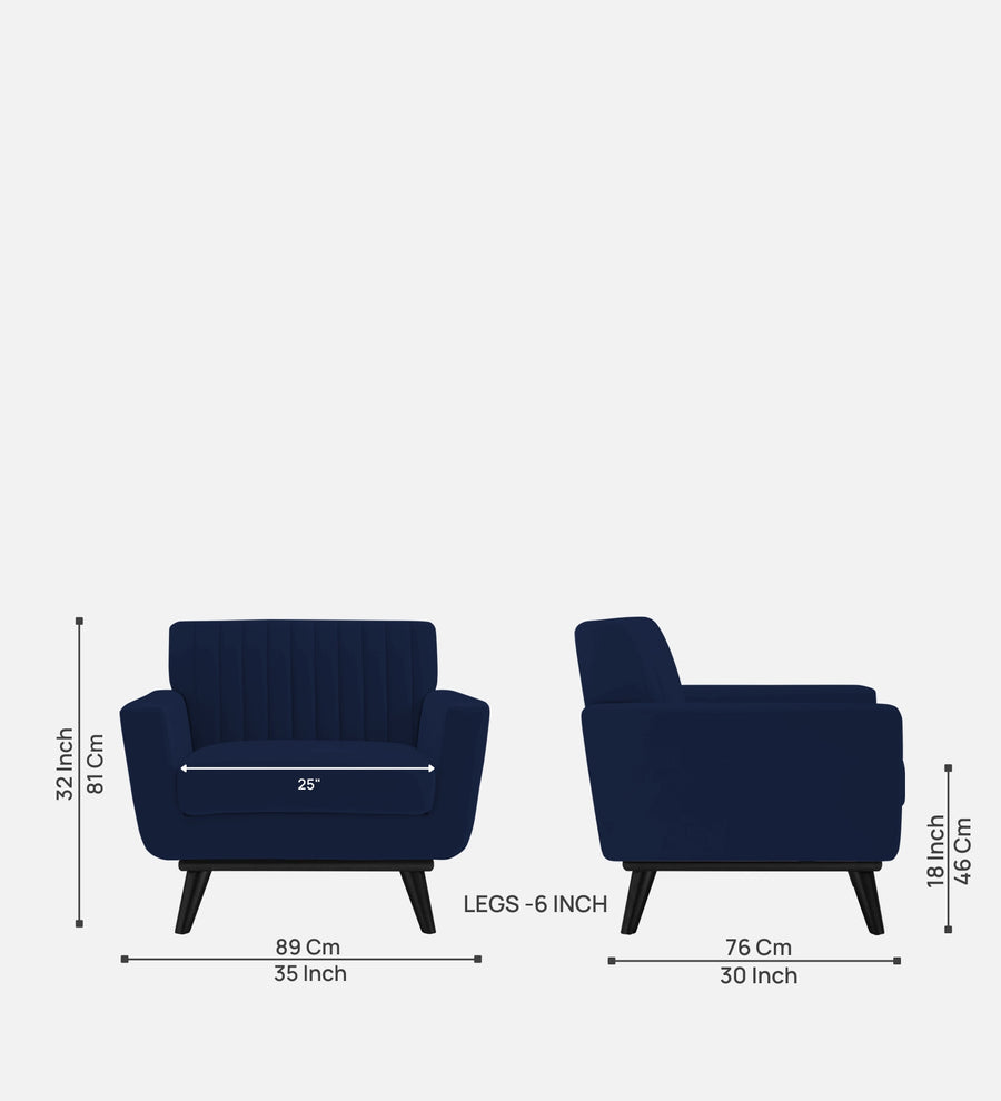 Tucker Velvet 1 Seater Sofa In Indigo Blue Colour - Febonic Living