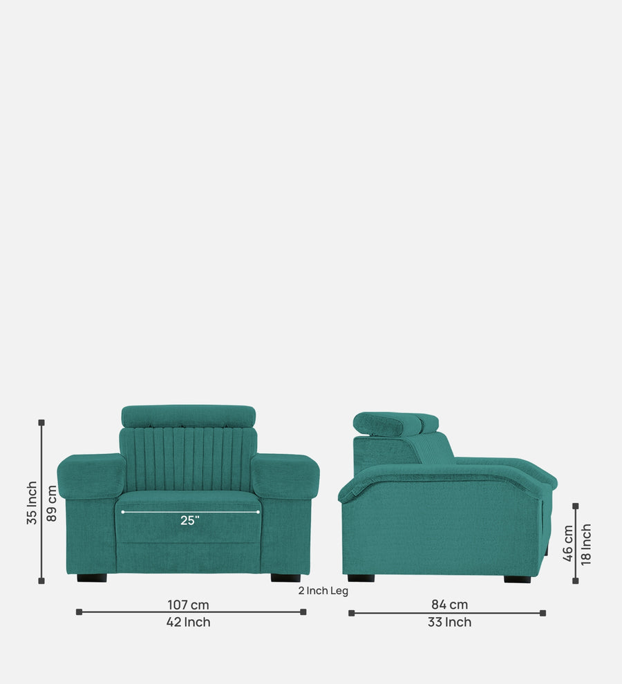 Draco Fabric 1 Seater Sofa In Sea Green Colour - Febonic Living