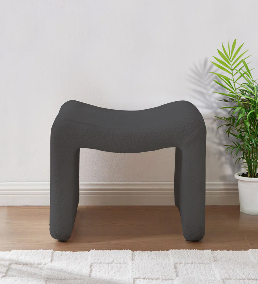 Olive Boucle Foot Stool - Avio Grey by Febonic Living