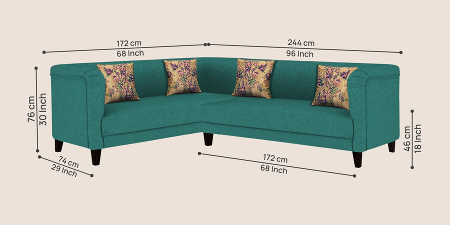 Niki Fabric Corner Sofa In Sea Green Colour - Febonic Living