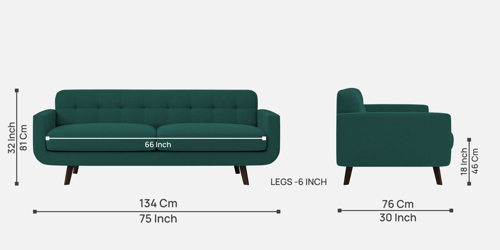 Marsela Fabric 3 Seater Sofa in Sage Green Colour