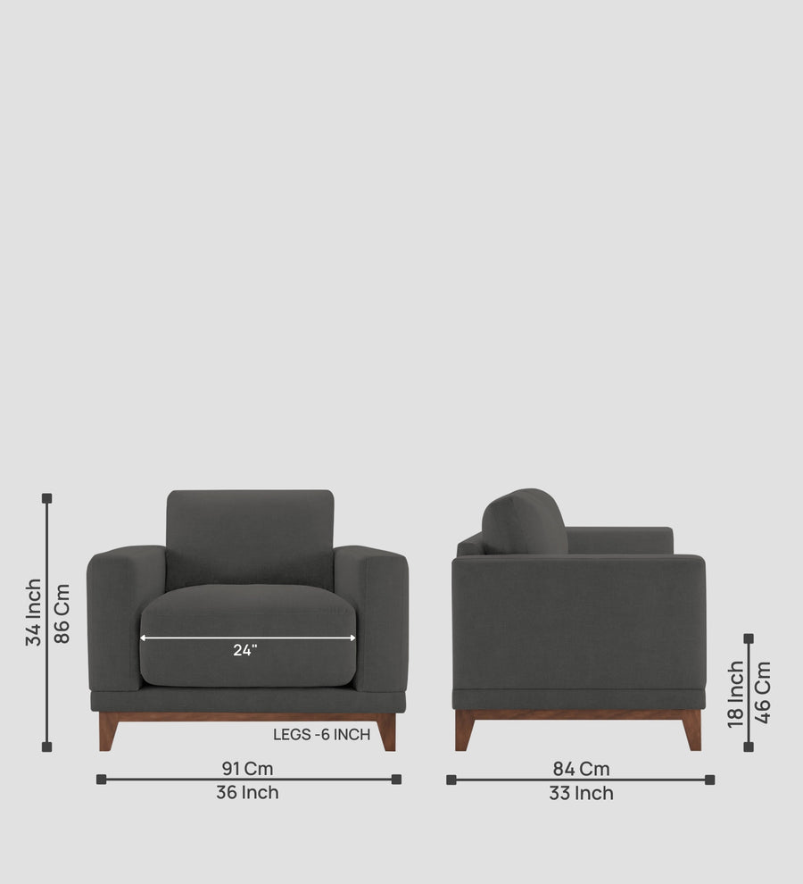 Esha Fabric 1 Seater Sofa In Stone Grey Colour - Febonic Living
