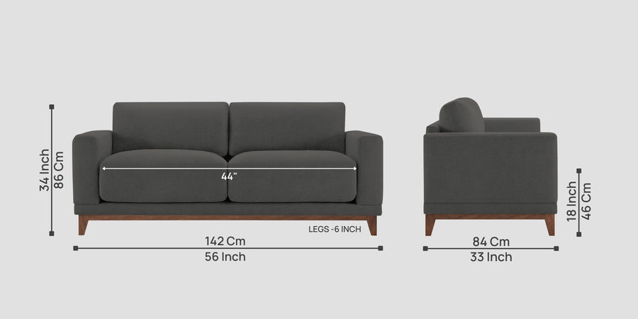 Esha Fabric 2 Seater Sofa In Stone Grey Colour - Febonic Living