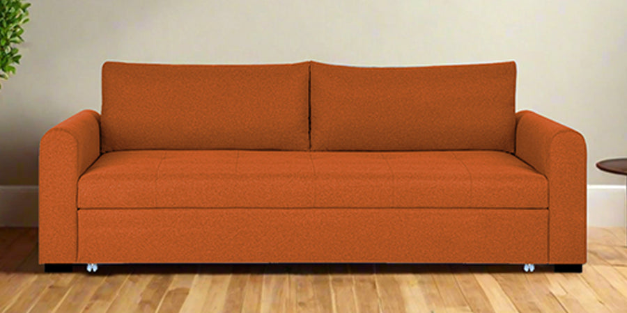 Sigma Fabric 3 Seater Pull Out Sofa Cum Bed In Vivid Orange Colour - Febonic Living
