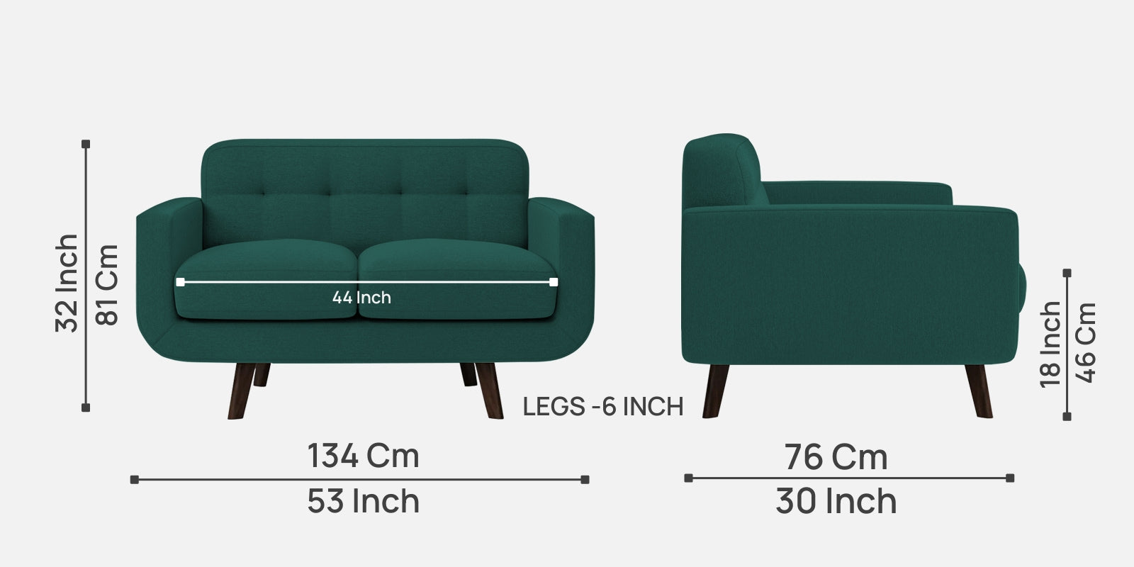 Marsela Fabric 2 Seater Sofa in Sage Green Colour