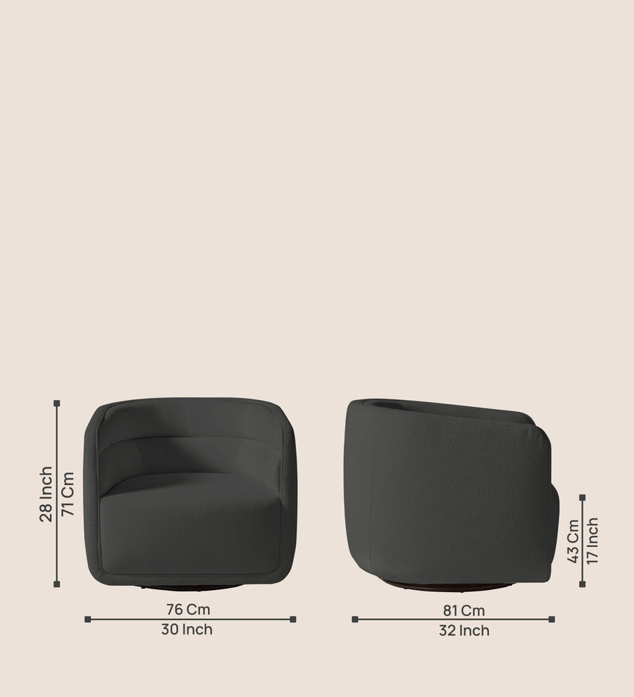 Ria Fabric Swivel Chair In Stone Grey Colour - Febonic Living