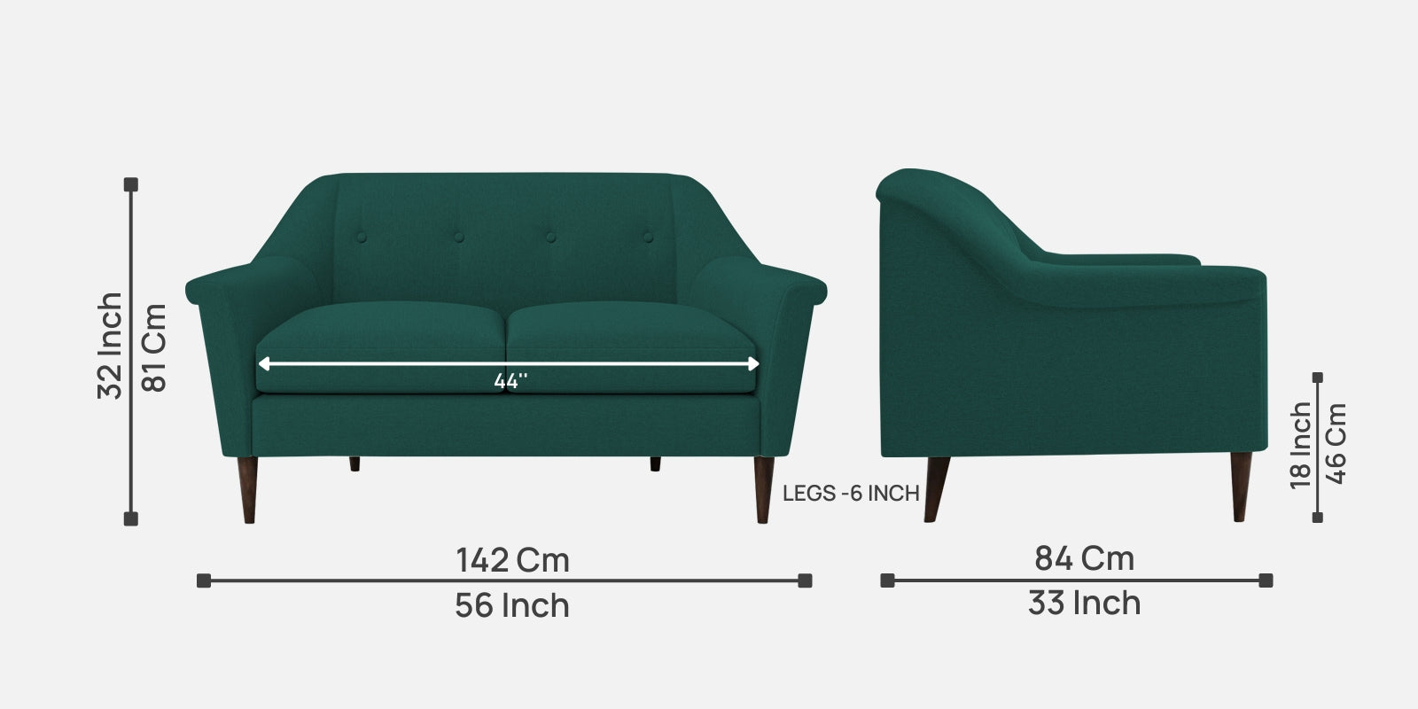 Homer Fabric 2 Seater Sofa in Sage Green Colour