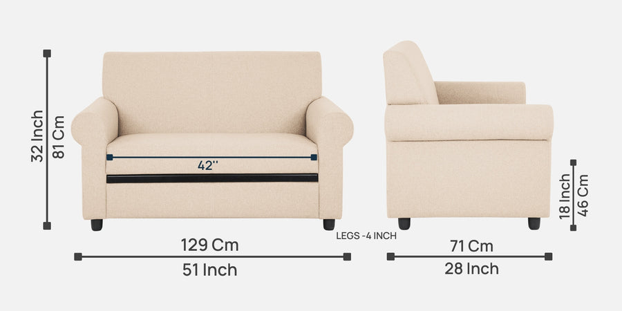 Ribby Fabric 2 Seater Sofa In Woom Beige Colour - Febonic Living