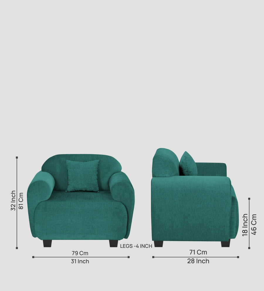Apollo Fabric 1 Seater Sofa In Sea Green Colour - Febonic Living