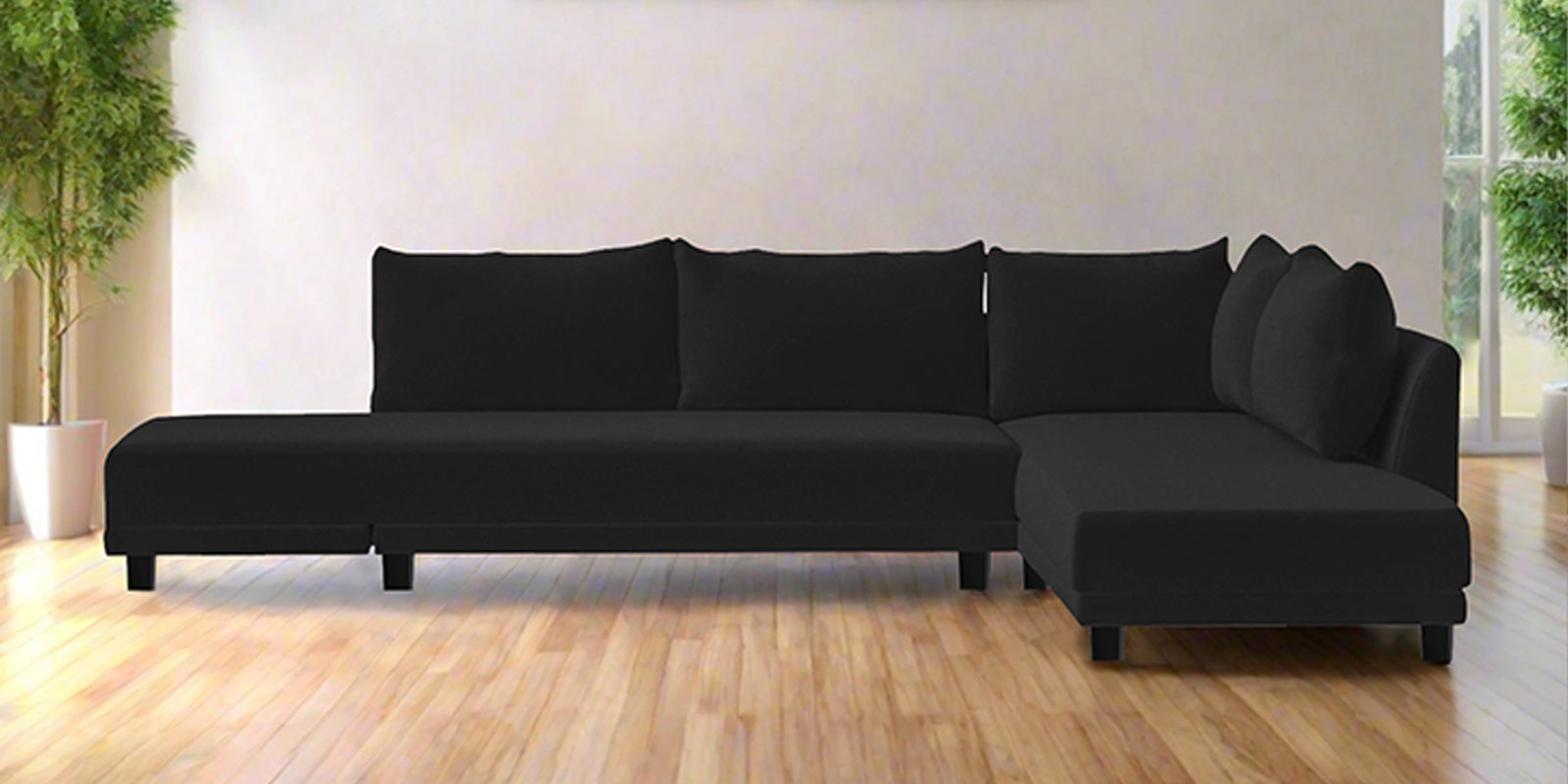 Ira Fabric LHS 6 Seater Sofa Cum Bed In Zed Black Colour