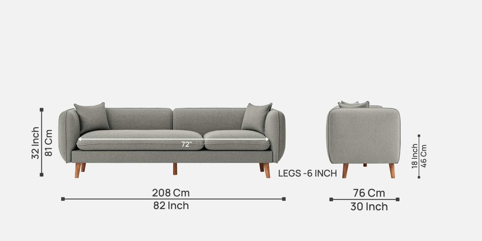 Reva Fabric 3 Seater Sofa In Turtle Green Colour