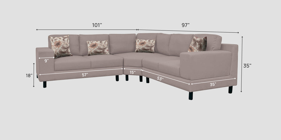 Betty Fabric 6 Seater Rhs Corner Sofa In Almond Beige Colour - Febonic Living