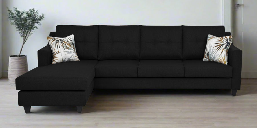 Welly Fabric Rhs Sectional Sofa 3 Lounger In Zed Black Colour - Febonic Living