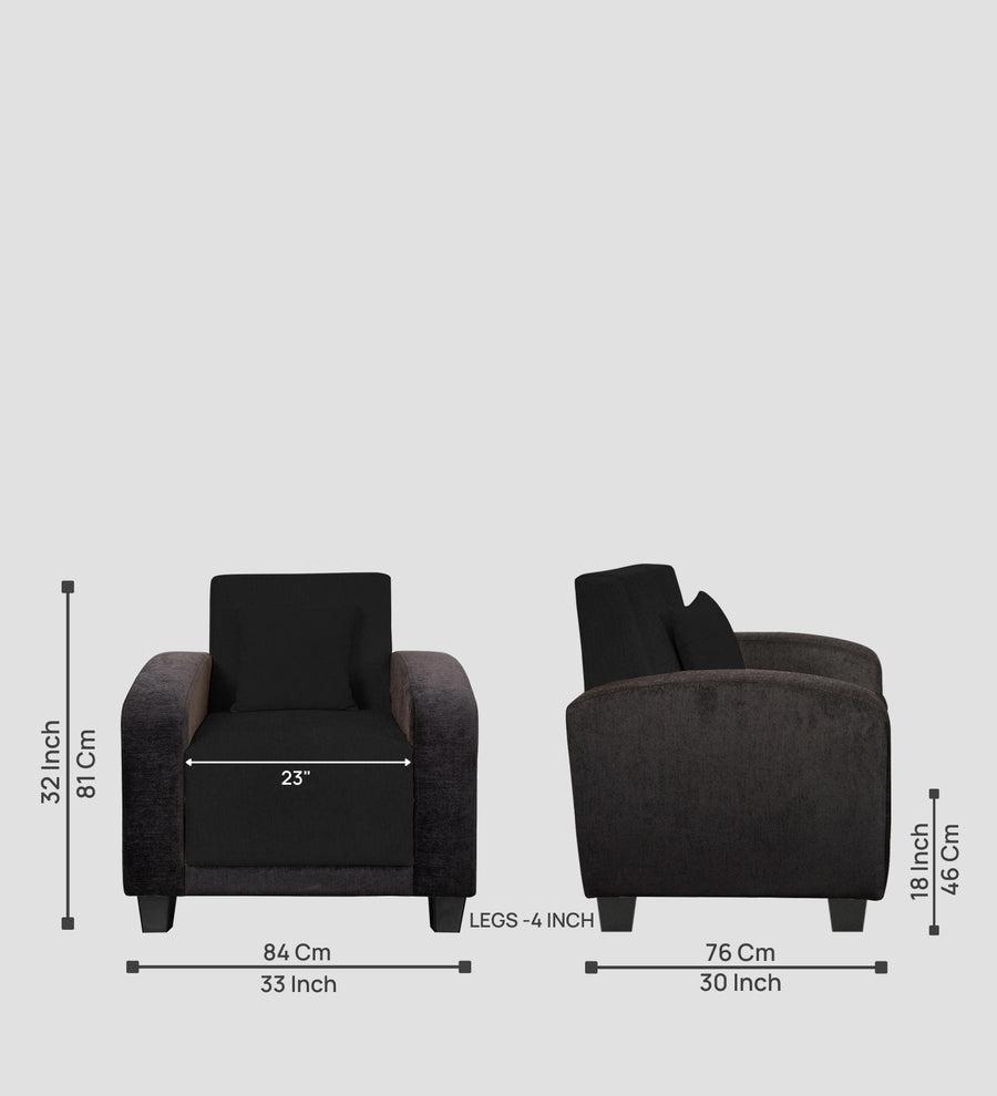 Alex Fabric 1 Seater Sofa In Zed Black Colour - Febonic Living