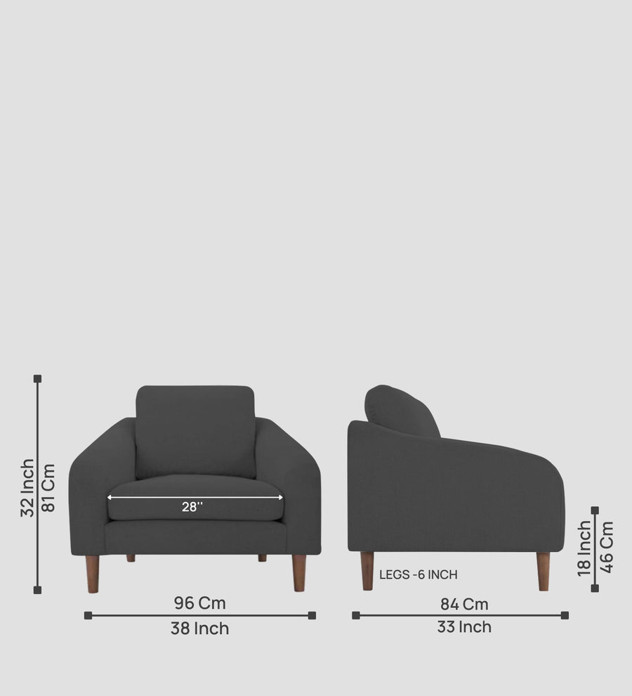 Elara Fabric 1 Seater Sofa In Stone Grey Colour - Febonic Living
