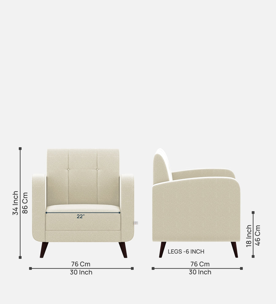 Wiki Velvet 1 Seater Sofa In Warm White Colour - Febonic Living