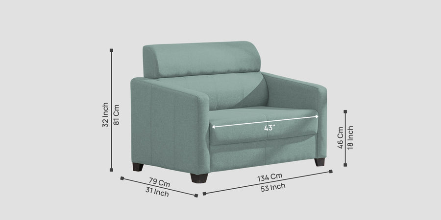 Devo Fabric 2 Seater Sofa In Suka Blue Colour - Febonic Living