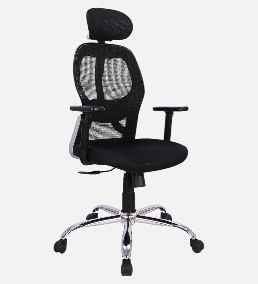 Foxy Breathable Mesh Ergonomic Chair With Adjustable Lumbar Support In Coco Black Colour - Febonic Living