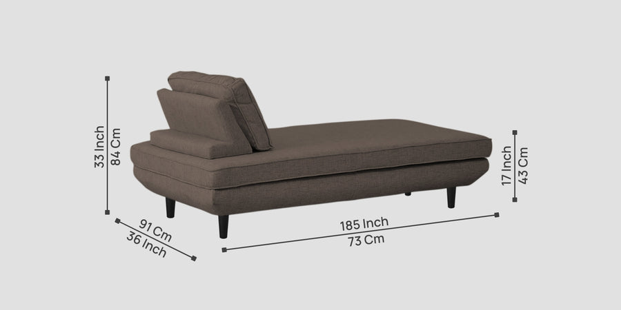 Hiver Fabric Day Bed Sofa In Caspa Brown Colour With Back Rest - Febonic Living